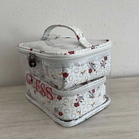 Guess C8606494 White Multi 4-Piece Cosmetic Merrick Travel Bag - Picture 4 of 7